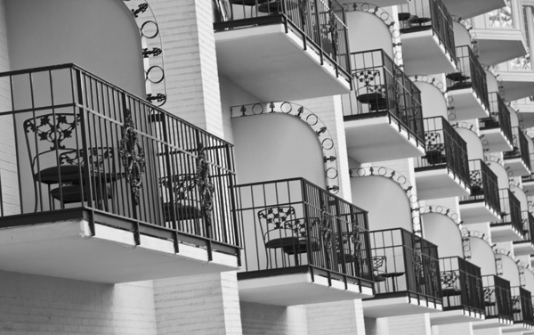 Balconies overlooking the garden.